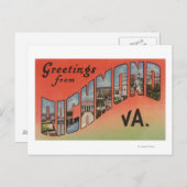 バージニア州リッチモンド – ラージ・レター・シーン3 ポストカード (正面/裏面)