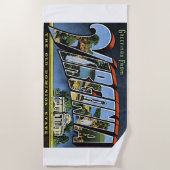 バージニア州レトログリーティカラフルングアートUSA ビーチタオル (正面)