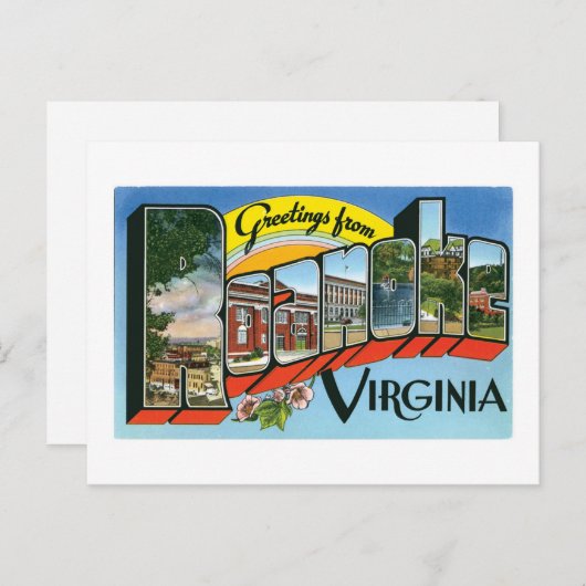 バージニア州ロアノークからの挨拶!レトロポストカード ポストカード (正面/裏面)
