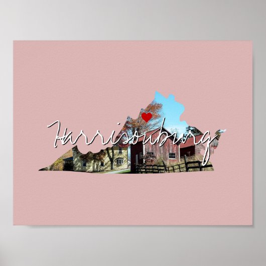 バージニア州写真の挿入と町の名前 ポスター (正面)