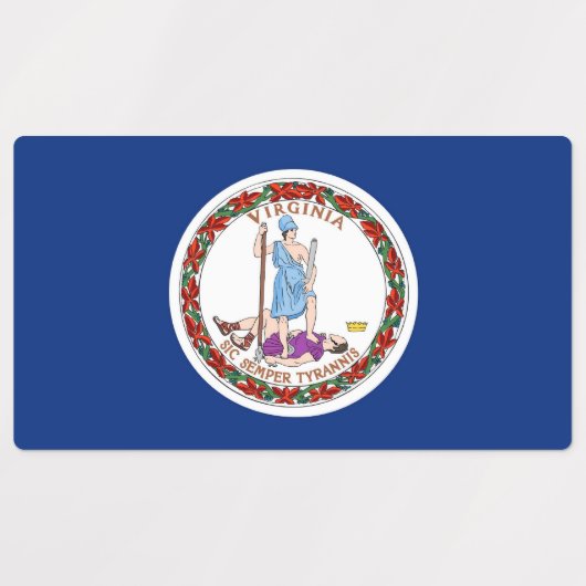 バージニア州旗を持つ愛国的なラベル州 ラベル (デザイン1)