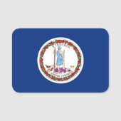 バージニア州旗を持つ愛国的な名前タグ 名札 (正面)