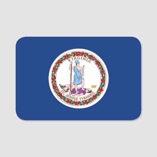バージニア州旗を持つ愛国的な名前タグ 名札 (正面)