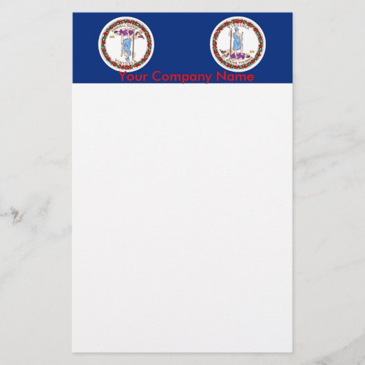 バージニア州旗を持つ文房具 便箋 (正面)