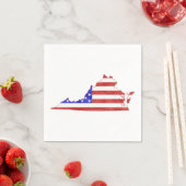 バージニア州旗アメリカ国旗の愛国的なヴァージニア スタンダードカクテルナプキン (インサイチュ)