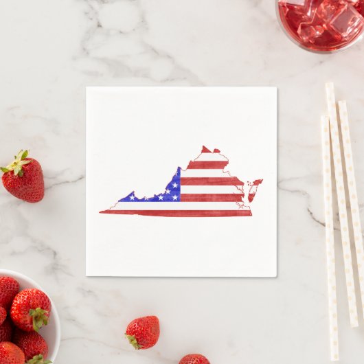 バージニア州旗アメリカ国旗の愛国的なヴァージニア スタンダードカクテルナプキン (インサイチュ)