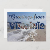 バージニア州旗ハートより、アメリカ合衆国からこんにちは ポストカード (正面/裏面)