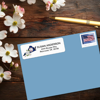 バージニア州旗州花開花ハナミズキ ラベル