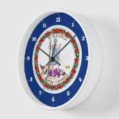 バージニア州旗 壁時計 (傾斜)