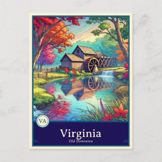 バージニア州 | アニメスタイルセルシェードハガキ ポストカード (正面)