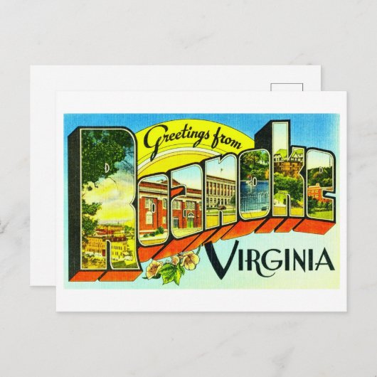 バージニア州Roanokeからのヴィンテージの挨拶 ポストカード (正面/裏面)