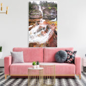 バージニア滝 – グレイシャーナショナルパーク キャンバスプリント (インサイチュ (リビング))