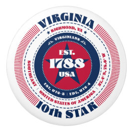 バージニア米州赤白青タイポグラフィ セラミックノブ