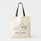 バージニア結婚州ウェルカムバッグトートブラック州マップ トートバッグ (正面)