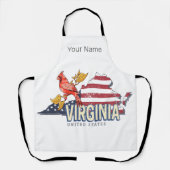 バージニア統一された州レトロ州マップヴィンテージUSA エプロン (正面)