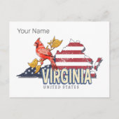 バージニア統一された州レトロ州マップヴィンテージUSA シーズンポストカード (正面)