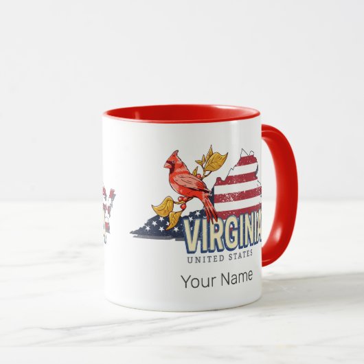 バージニア統一された州レトロ州マップヴィンテージUSA マグカップ (正面右)