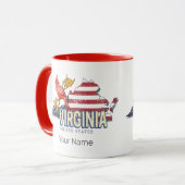 バージニア統一された州レトロ州マップヴィンテージUSA マグカップ (正面左)