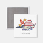 バージニア統一された州レトロ州マップヴィンテージUSA マグネット (正面/裏面)