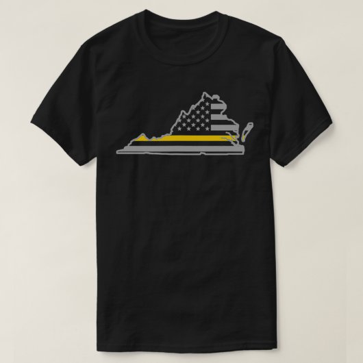 バージニア薄型金ゴールドライン旗警察官911 D Tシャツ (デザイン正面)