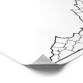 バージニア郡の空白の概要マップ ポスター (角)