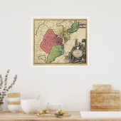 バージニア、マリランディア、およびカロライナの地図1714 ポスター (キッチン)