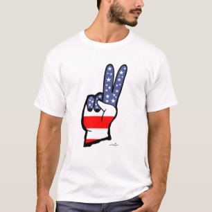 バージニア・ライト平和サインUSAフラグ平和Tシャツ Tシャツ