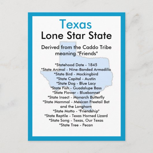 バージョン情報テキサス州 ポストカード (正面)
