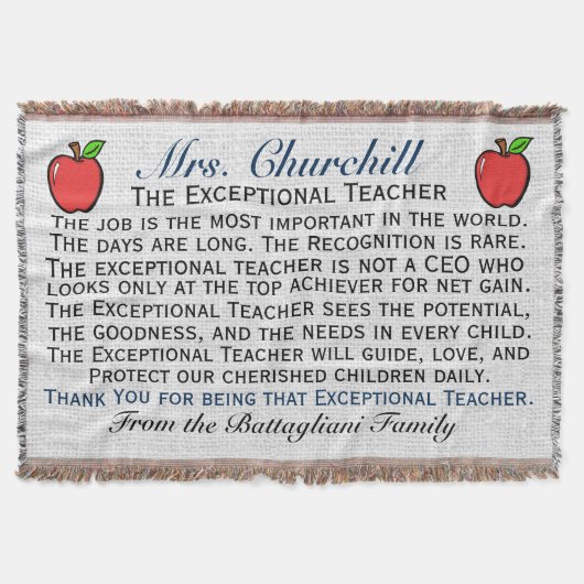 バージョン3例外的な先生ありがとうスロー スローブランケット (正面)