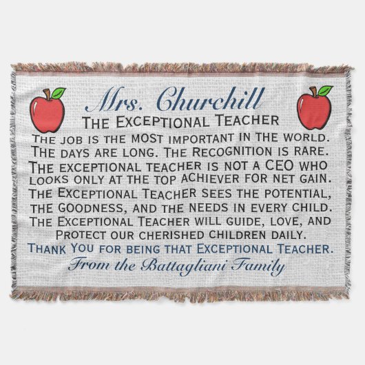 バージョン3例外的な先生ありがとうスロー スローブランケット (正面)