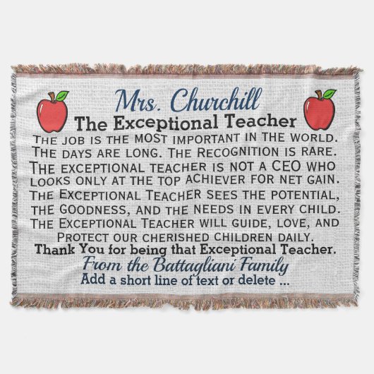 バージョン5例外的な先生ありがとうスロー スローブランケット (正面)
