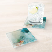 バージョン – 青い水色 ガラスコースター (アングル)