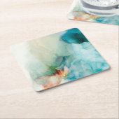 バージョン – 青い水色 スクエアペーパーコースター (アングル)