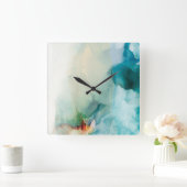 バージョン – 青い水色 スクエア壁時計 (ホーム)