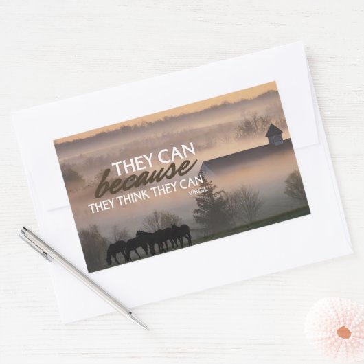 バージル感動的引用文"彼らはできる" 長方形シール (封筒)