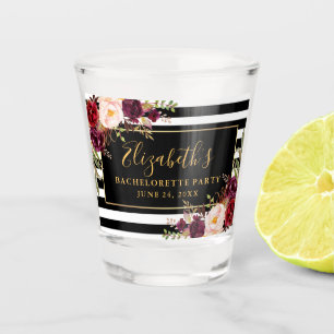 バージンロード フラワーストライプ ブライズメイド パーティー ゴールド ショットグラス