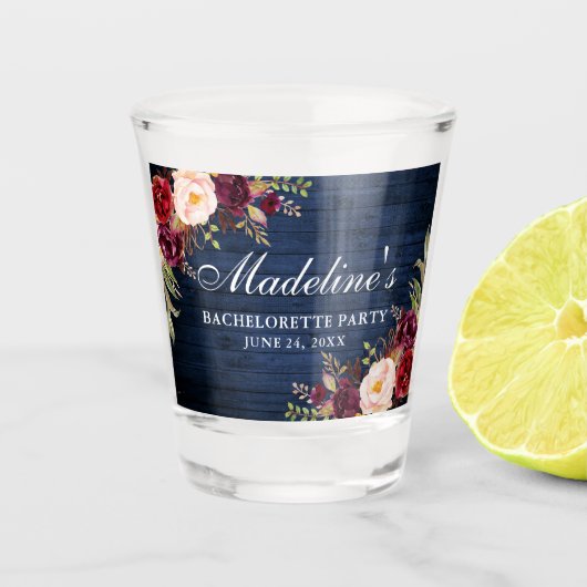 バージンロード フラワーブルー ウッド ブライズメイド パーティー ショットグラス (正面)