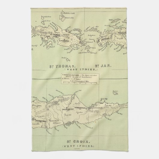 バージン諸島(1853年)のヴィンテージの地図 キッチンタオル (縦)