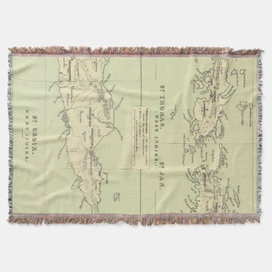 バージン諸島(1853年)のヴィンテージの地図 スローブランケット (正面)