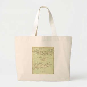 バージン諸島(1853年)のヴィンテージの地図 ラージトートバッグ