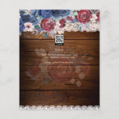 バージ ブルゴンディーブルー 花柄 ブライダルシャワーの招待状 チラシ (裏面)