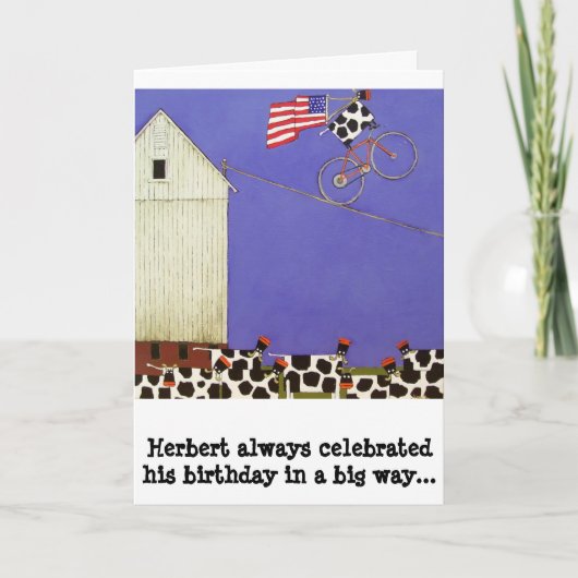 バースカードユーモアのある牛 カード (正面)
