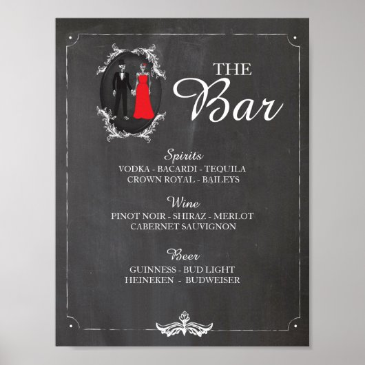 バースケルトンハロウィンサインウェディングレセプション ポスター (正面)