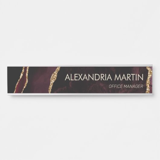 バースタイリッシュグンディモダン金ゴールドグリッター大理石 サインプレート (正面)