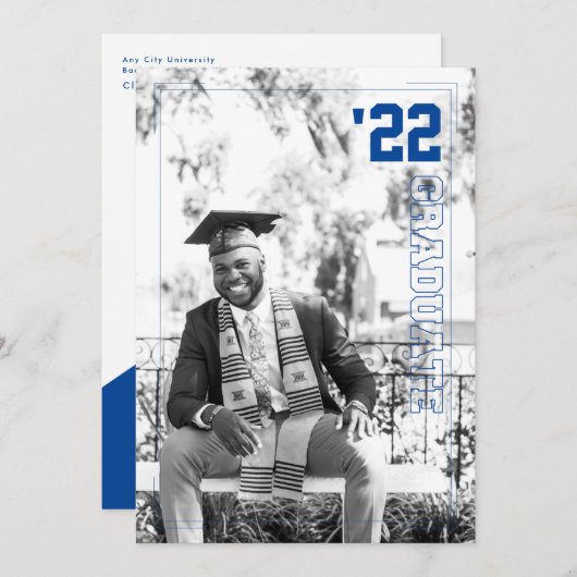 バースティススポーツテーマ | 2写真卒業パーティー  招待状 (正面/裏面)