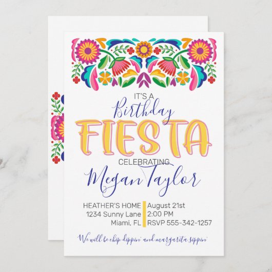 バースディフィエスタお祝いメキシコフローラ 招待状 (正面/裏面)