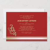 バースディ ストライプ トリプル フォト ゴールド 卒業生 ご案内 招待状 (裏面)