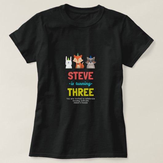 バースデーお祝い かわいい動物 バースデーカード Tシャツ (デザイン正面)