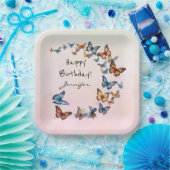 バースデーかわいらしティパーティバタフライ紙プレート ペーパープレート (パーティー)