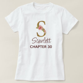 バースデーにゴールドイニシャルSモノグラムとピンクのバラ Tシャツ